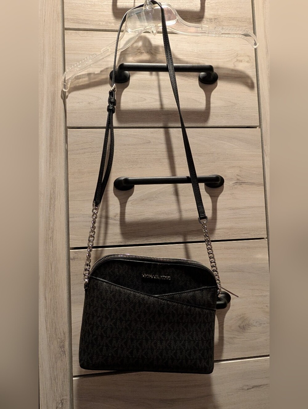 Michael Kors Black Logo Crossbody with Chain Strap